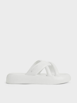 CHARLES & KEITH - Puffy Crossover-Strap Slide Sandals