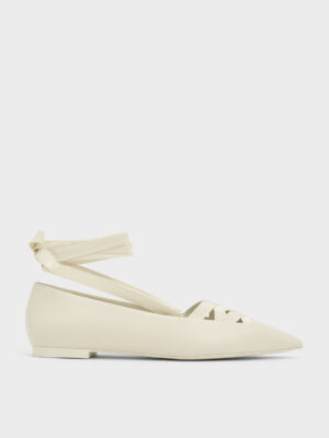CHARLES & KEITH - Pointed-Toe Tie-Around Ballet Flats