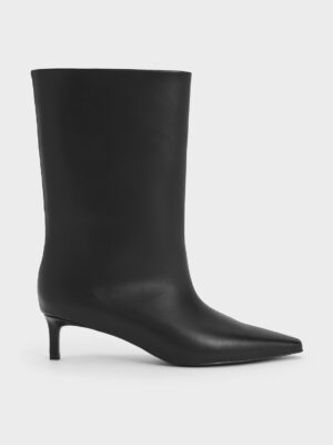 CHARLES & KEITH - Tapered Kitten-Heel Calf Boots