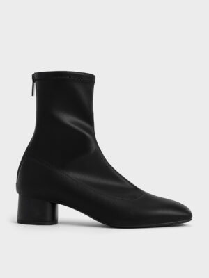 CHARLES & KEITH - Stitch-Trim Heeled Ankle Boots