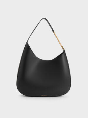 CHARLES & KEITH - Agatha Chain-Accent Slouchy Hobo Bag