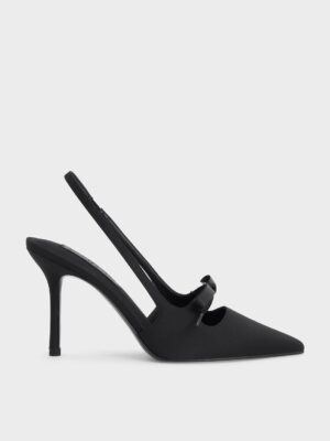 CHARLES & KEITH - Venetia Satin Bow Pointed Slingback Pumps