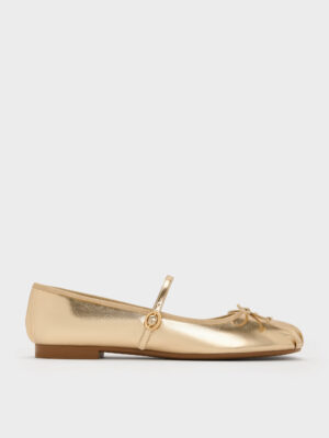 CHARLES & KEITH - Emiko Metallic Bow Mary Jane Flats