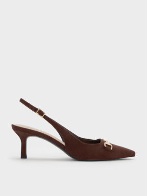 CHARLES & KEITH - Leslie Faux Suede Metallic-Accent Slingback Pumps