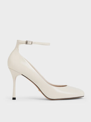 CHARLES & KEITH - Aretha Patent Leather Ankle-Strap Stiletto-Heel Pumps