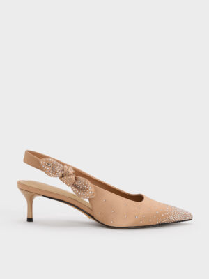 CHARLES & KEITH - Jayce Crystal Slingback Kitten Heels