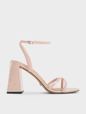 CHARLES & KEITH - Emmaline Patent Leather Crystal-Heel Sandals