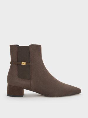 CHARLES & KEITH - Georgina Suede Tapered Ankle Boots