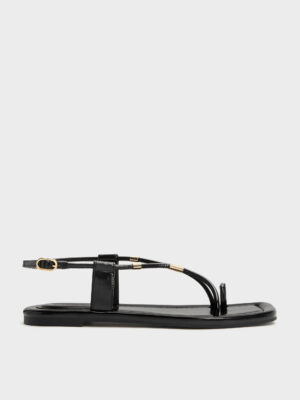 CHARLES & KEITH - Metallic-Accent Toe-Ring Sandals