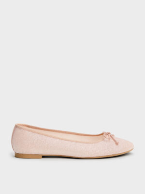 CHARLES & KEITH - Glittered Mesh Bow Ballet Flats