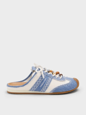 CHARLES & KEITH - Denim & Leather Slip-On Sneakers