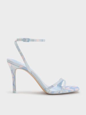 CHARLES & KEITH - Swirl-Print Ankle-Strap Heels