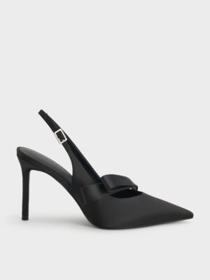 CHARLES & KEITH - Satin Pleated-Strap Slingback Pumps