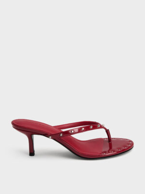 CHARLES & KEITH - Briella Studded Heeled Thong Sandals