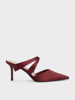 CHARLES & KEITH - Satin Pleated-Strap Heeled Mules