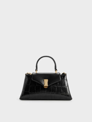 CHARLES & KEITH - Micro Lilibet Croc-Effect Top Handle Bag