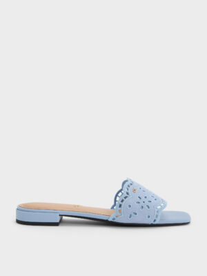 CHARLES & KEITH - Leather Embroidered Slide Sandals