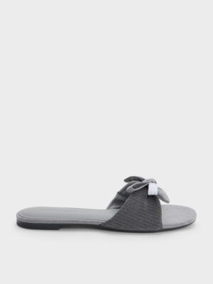 CHARLES & KEITH - Striped Bow Slide Sandals