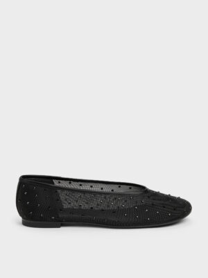 CHARLES & KEITH - Mesh Crystal Ballet Flats