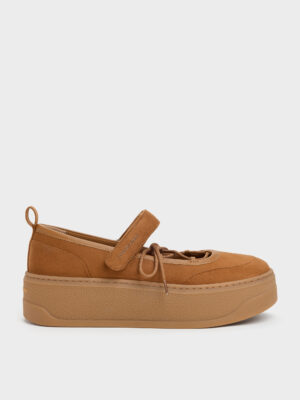 CHARLES & KEITH - Faux Suede Mary Jane Platform Sneakers