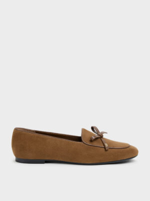 CHARLES & KEITH - Leather & Suede Bow Loafers