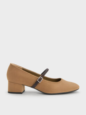 CHARLES & KEITH - Franca Faux Suede Mary Jane Pumps