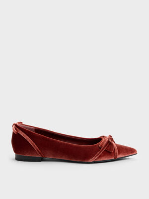 CHARLES & KEITH - Bettina Velvet Double-Bow Pointed Ballet Flats