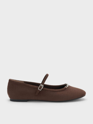 CHARLES & KEITH - Shila Faux Suede Chain Mary Jane Flats