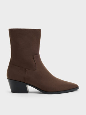 CHARLES & KEITH - Faux Suede Tapered Ankle Boots