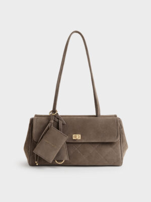 CHARLES & KEITH - Apfra Quilted Elongated Shoulder Bag