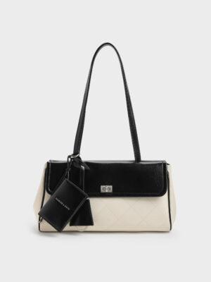 CHARLES & KEITH - Apfra Two-Tone Quilted Elongated Shoulder Bag
