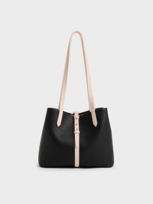 CHARLES & KEITH - Beryl Two-Tone Belted Bucket Bag