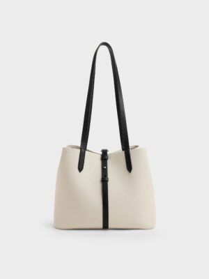 CHARLES & KEITH - Beryl Two-Tone Belted Bucket Bag
