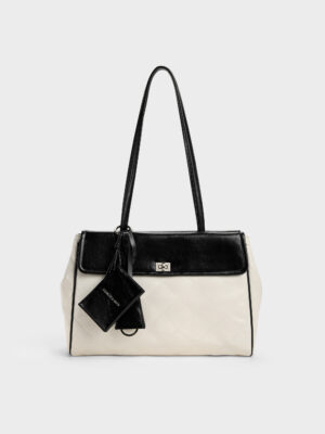 CHARLES & KEITH - XL Apfra Two-Tone Quilted Tote Bag