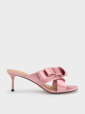CHARLES & KEITH - Pleated-Bow Heeled Mules