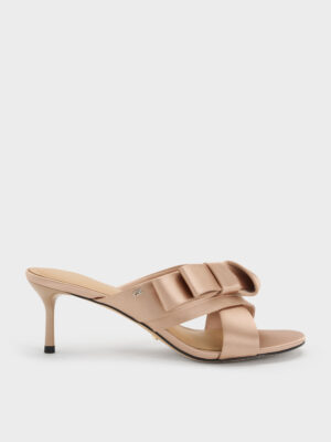 CHARLES & KEITH - Pleated-Bow Heeled Mules