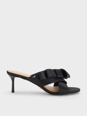 CHARLES & KEITH - Pleated-Bow Heeled Mules