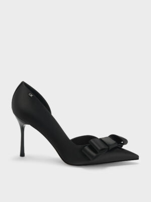 CHARLES & KEITH - Pleated-Bow Pointed D'Orsay Pumps