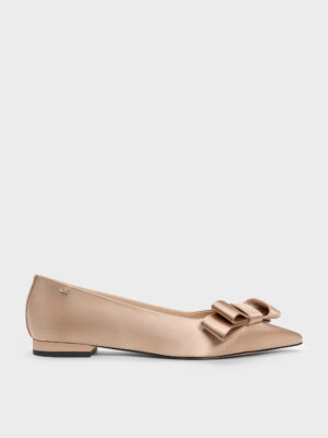 CHARLES & KEITH - Pleated-Bow Pointed Ballet Flats