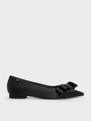 CHARLES & KEITH - Pleated-Bow Pointed Ballet Flats