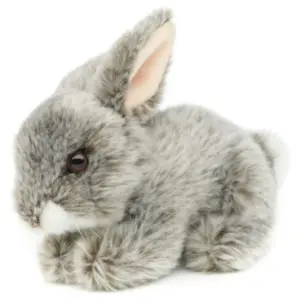 Uni Toys 28012A-GR Bunny Grey Fluffy 18cm Lying Little Rabbit Soft Plush Toy