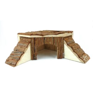 Pet Animal Flat Roof Wooden House with Ladder (47x35x35cm) | Classic