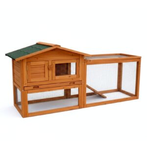 Apex Hutch with Play Pen | Rabbit Guinea Pig Complete Outdoor Setup | L: 155cm x W: 53cm x H: 70cm