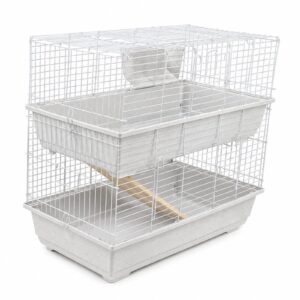 Rabbit & Guinea Pig Cage 120cm - Indoor Double-Tier, White | Little Friends