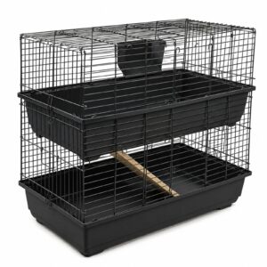 Rabbit & Guinea Pig Cage 120cm - Indoor Double-Tier, Black | Little Friends