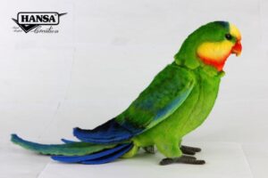 Hansa 8392 Superb Green Parrot standing poseable realistic plush toy