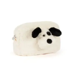 Jellycat BCP4PP Rufferty Puppy Pouch Black and Cream Plush