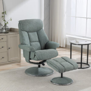 Biarritz Soft Fabric Swivel Recliner - Lisbon Teal / Free Footstool / Fabric