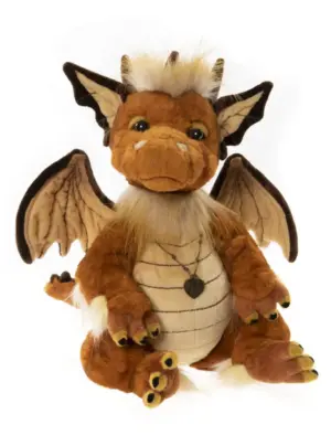 Charlie Bears Lantern Plush Dragon, (Large version) Original Jointed With Necklace+