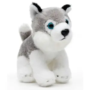 Uni Toys HH015123 Husky Grey and White Sitting 13cm Dog Soft Plush Toy